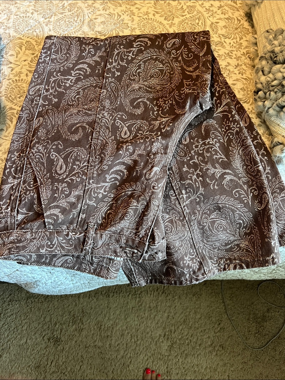 Brown Paisley wide leg Jean trousers